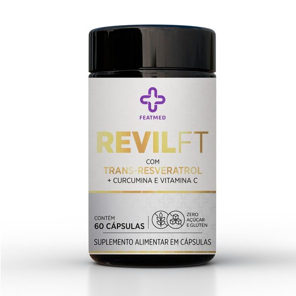 RevilFT com Trans-Resveratrol + Curcumina e Vitamina C 60 cápsulas